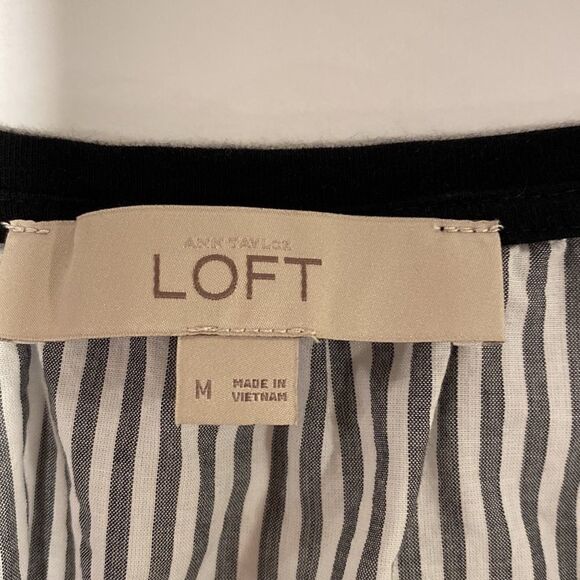 LOFT Ann Taylor 100% cotton black front striped back tank top size M - Picture 4 of 7